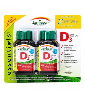 Jamieson健美生 维生素D3  375片*2/板  促进钙吸收
